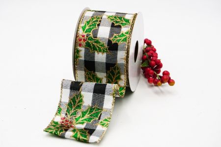 Christmas Holly Tree Wired Ribbon Black